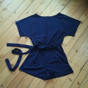 Navy Blue Romper with Belt